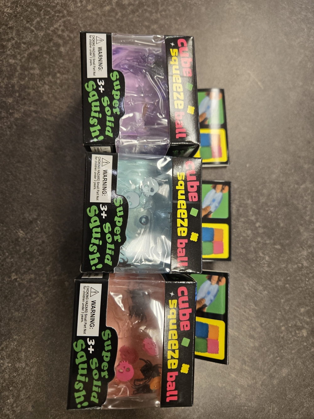 Hallween Cube Squeeze Ball Pack - Purple, Teal & Pink